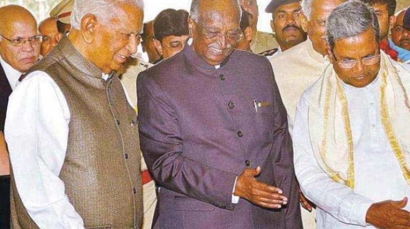 A file photo of Legislative Council Chairman D.H. Shankaramurthy and CM Siddaramaiah receiving Governor Vajubhai Vala in Vidhana Soudha A file photo of Legislative Council Chairman D.H. Shankaramurthy and CM Siddaramaiah receiving Governor Vajubhai Vala in Vidhana Soudha