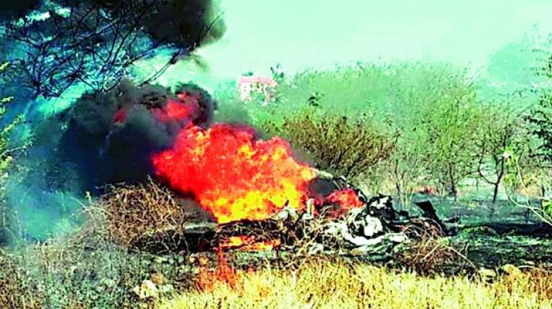 The Mirage-2000 aircraft that crashed at the HAL airport last week. The Mirage-2000 aircraft that crashed at the HAL airport last week.
