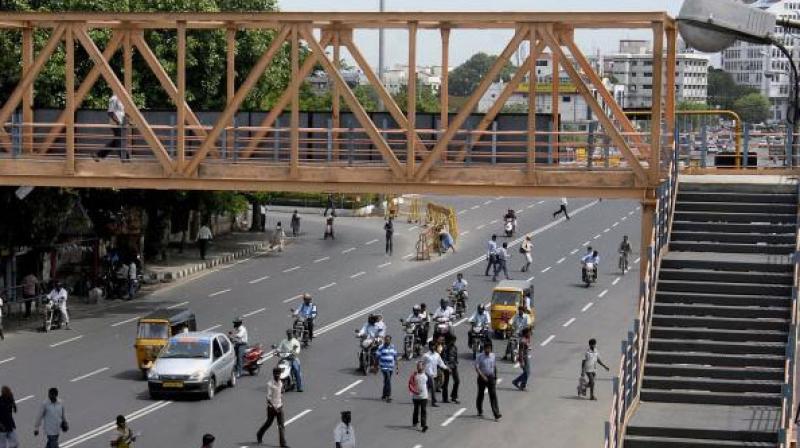 The 3 m-wide skywalk will affect 23,773 square yards on Survey of India campus and 16,453 square yards of the Uppal Stadium. (Representational Image) The 3 m-wide skywalk will affect 23,773 square yards on Survey of India campus and 16,453 square yards of the Uppal Stadium. (Representational Image)