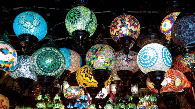 Traditional lamps in the souk. Traditional lamps in the souk.