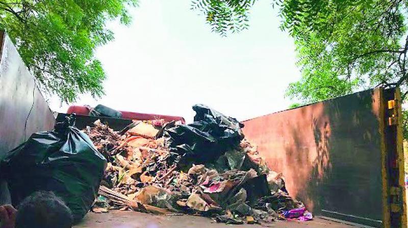 The waste recovered from the Nizampet cricket ground on Sunday. (Photo:DC) The waste recovered from the Nizampet cricket ground on Sunday. (Photo:DC)