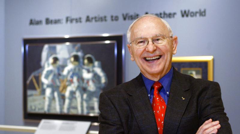 Alan Bean the fourth man to walk on the moon is shown during a preview of his work at the Lyndon Baines Johnson Library and Museum in Austin Texas
