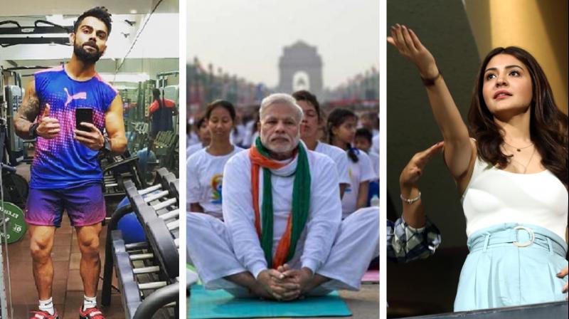 Virat Kohli on Wednesday gave a fitness challenge to Prime Minister Narendra Modi, star cricketer Mahendra Singh Dhoni, and his wife and actress Anushka Sharma. (Photo: AP / PTI) Virat Kohli on Wednesday gave a fitness challenge to Prime Minister Narendra Modi, star cricketer Mahendra Singh Dhoni, and his wife and actress Anushka Sharma. (Photo: AP / PTI)