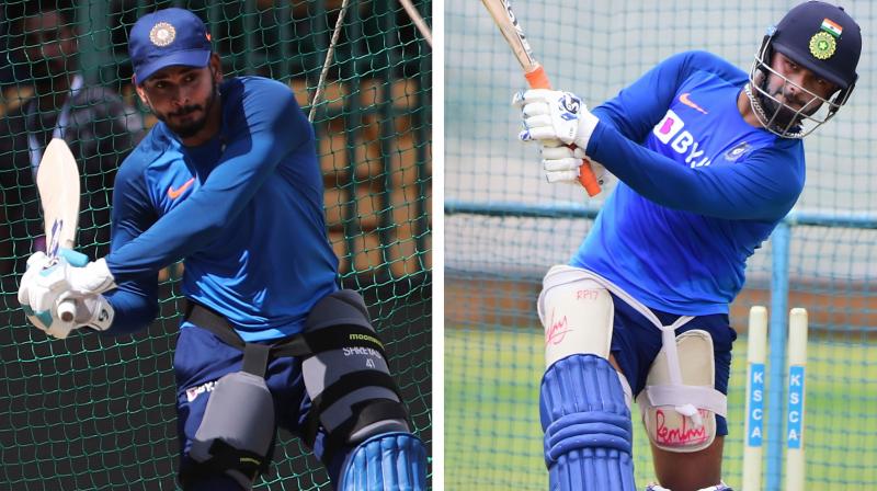 After the dismissal of opener Shikhar Dhawan, both Shreyas Iyer and Rishabh Pant seemed headed towards the pitch. (Photo: AP/PTI) After the dismissal of opener Shikhar Dhawan, both Shreyas Iyer and Rishabh Pant seemed headed towards the pitch. (Photo: AP/PTI)
