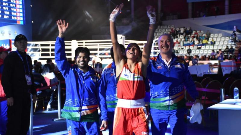 Second-seed Russian Ekaterina Paltceva defeated Manju Rani 4-1 in the 48-kg weight category. (Photo: Twitter/ Boxing Federation India) Second-seed Russian Ekaterina Paltceva defeated Manju Rani 4-1 in the 48-kg weight category. (Photo: Twitter/ Boxing Federation India)