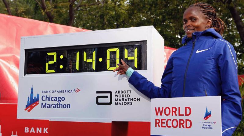 Unlike Eliud Kipchoge's performance, though, Brigid Kosgei's mark was set in an official race on a record-eligible course. (Photo: Twitter/ Chicago Marathon) Unlike Eliud Kipchoge's performance, though, Brigid Kosgei's mark was set in an official race on a record-eligible course. (Photo: Twitter/ Chicago Marathon)