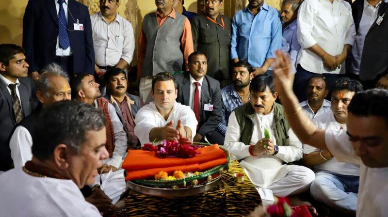 Congress president Rahul Gandhi on Saturday visited the Somnath temple in Gir Somnath district, ahead of his meeting with party leaders to introspect on the Gujarat Assembly polls. (Photo: Twitter | @INCIndia) Congress president Rahul Gandhi on Saturday visited the Somnath temple in Gir Somnath district, ahead of his meeting with party leaders to introspect on the Gujarat Assembly polls. (Photo: Twitter | @INCIndia)