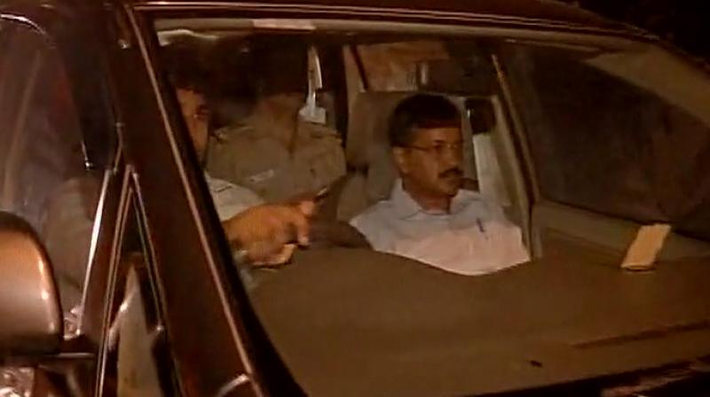 Kejriwal was detained by the Delhi Police. (Photo: ANI/Twitter) Kejriwal was detained by the Delhi Police. (Photo: ANI/Twitter)
