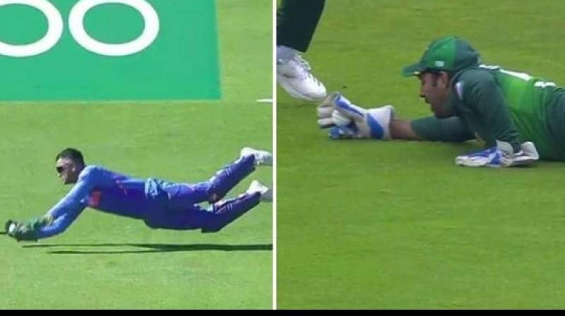 MS Dhoni and Sarfaraz Ahmed in action against West Indies and New Zealand respectively. (Photo: Twitter) MS Dhoni and Sarfaraz Ahmed in action against West Indies and New Zealand respectively. (Photo: Twitter)