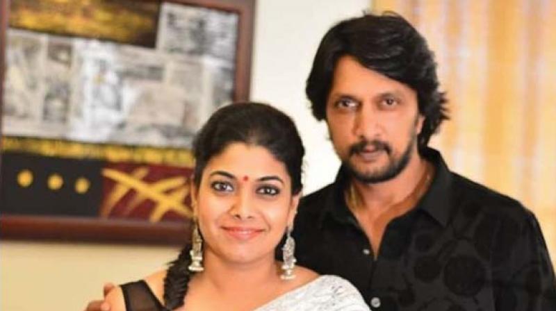 Sudeep with his wife Priya. Sudeep with his wife Priya.