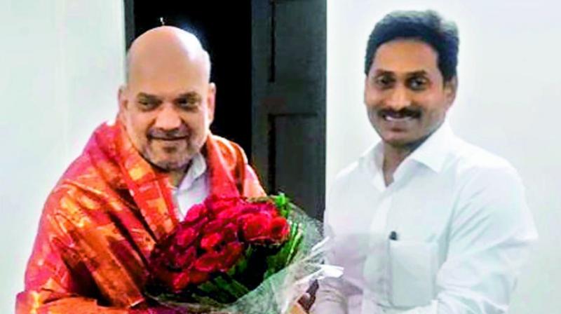 AP Chief Minister Y.S. Jagan Mohan Reddy meets home minister Amit Shah in New Delhi on Monday. (D. Kamraju) AP Chief Minister Y.S. Jagan Mohan Reddy meets home minister Amit Shah in New Delhi on Monday. (D. Kamraju)