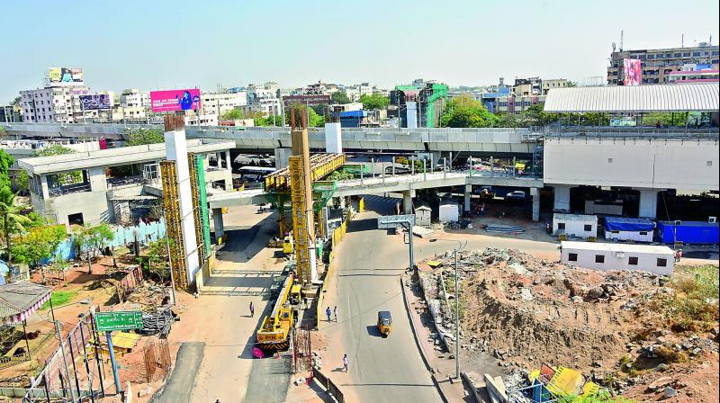 A view of the Hyderabad Metro Rail (HMR) being constructed near YMCA on SP road in Secunderabad. (Photo: DC) A view of the Hyderabad Metro Rail (HMR) being constructed near YMCA on SP road in Secunderabad. (Photo: DC)