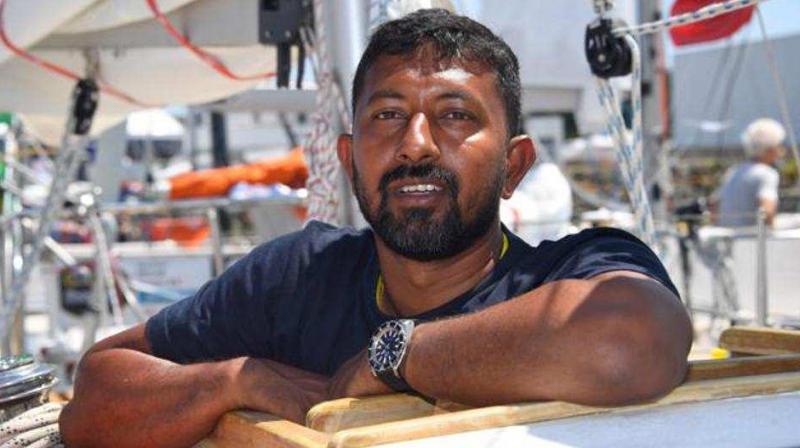 Indian Navy spokesman Capt. DK Sharma said Monday that Tomy was in third place in the race that began in France on July 1 when he lost his mast. (Photo: File/AFP) Indian Navy spokesman Capt. DK Sharma said Monday that Tomy was in third place in the race that began in France on July 1 when he lost his mast. (Photo: File/AFP)