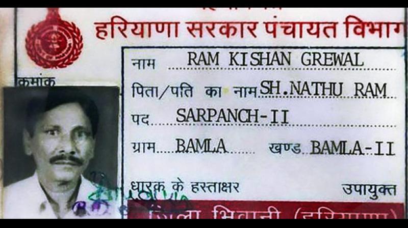 ID of ex-serviceman Ram Kishan Grewal. (Photo: PTI) ID of ex-serviceman Ram Kishan Grewal. (Photo: PTI)