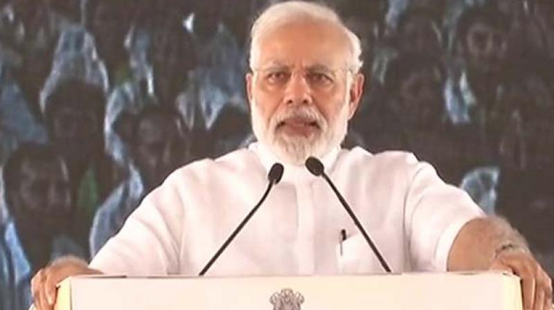 Prime Minister Narendra Modi was addressing a rally of beneficiaries of welfare schemes run by the Centre and the state government in BJP-ruled Rajasthan, where assembly elections are scheduled later this year. (Photo: ANI) Prime Minister Narendra Modi was addressing a rally of beneficiaries of welfare schemes run by the Centre and the state government in BJP-ruled Rajasthan, where assembly elections are scheduled later this year. (Photo: ANI)
