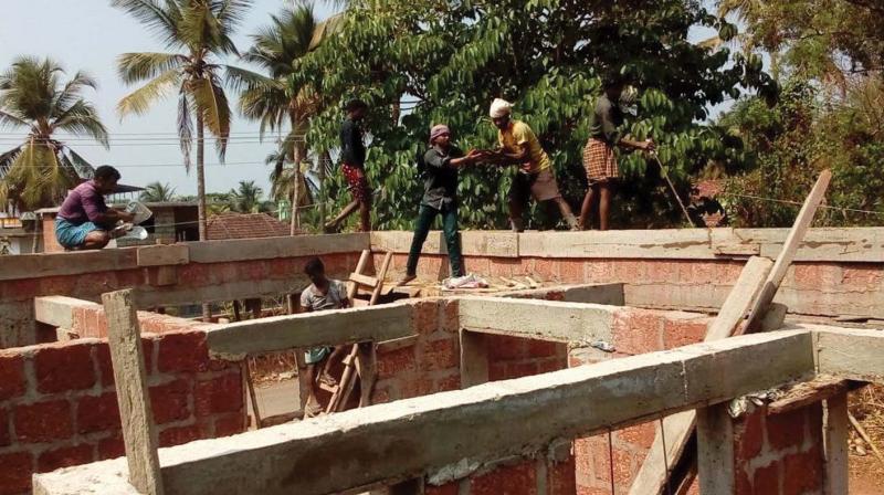 Works of Chitralekha’s house progress on Tuesday. Works of Chitralekha’s house progress on Tuesday.