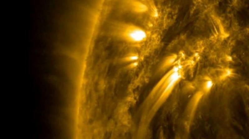 The researchers studied surface acoustic waves in the Sun's atmosphere, some of which penetrate to its core, where they interact with gravity waves that have a sloshing motion. (Photo: File) The researchers studied surface acoustic waves in the Sun's atmosphere, some of which penetrate to its core, where they interact with gravity waves that have a sloshing motion. (Photo: File)
