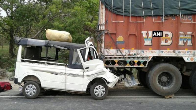 The incident took place on National Highway 24 in Uchauliya under the jurisdiction of Pasgawan police station. (Photo: ANI) The incident took place on National Highway 24 in Uchauliya under the jurisdiction of Pasgawan police station. (Photo: ANI)