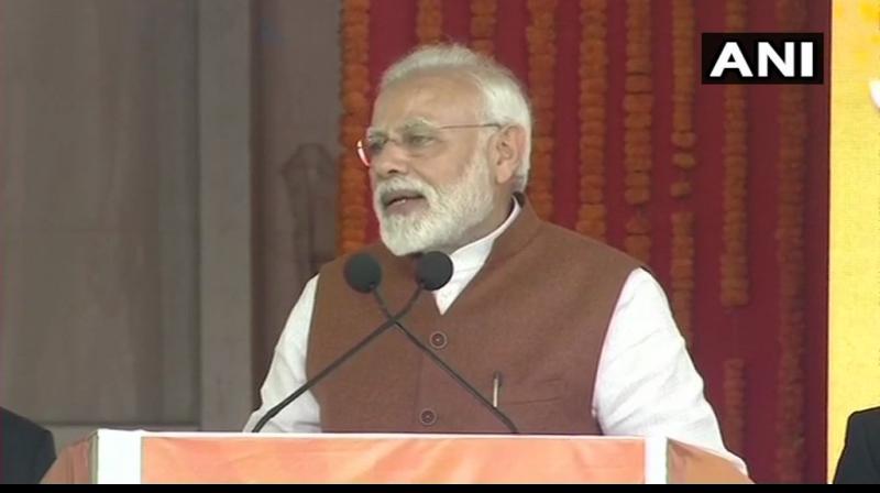 Prime Minister Narendra Modi addressing a rally in Guntur on Sunday. (Photo: ANI) Prime Minister Narendra Modi addressing a rally in Guntur on Sunday. (Photo: ANI)