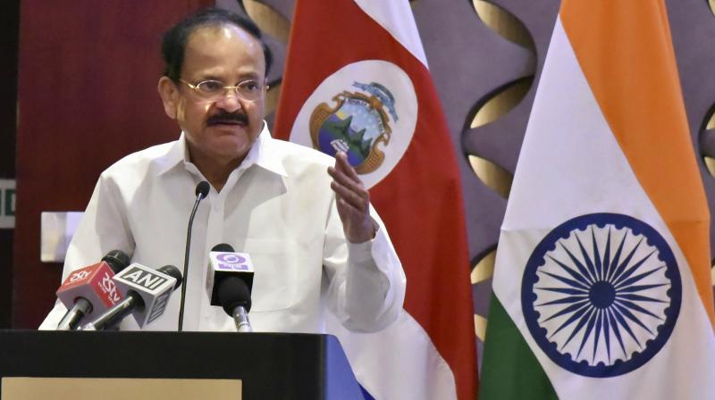 Vice President Naidu, who became the first Indian on Friday to receive an honorary doctorate by the University of Peace founded by the United Nations. (Photo:PTI) Vice President Naidu, who became the first Indian on Friday to receive an honorary doctorate by the University of Peace founded by the United Nations. (Photo:PTI)