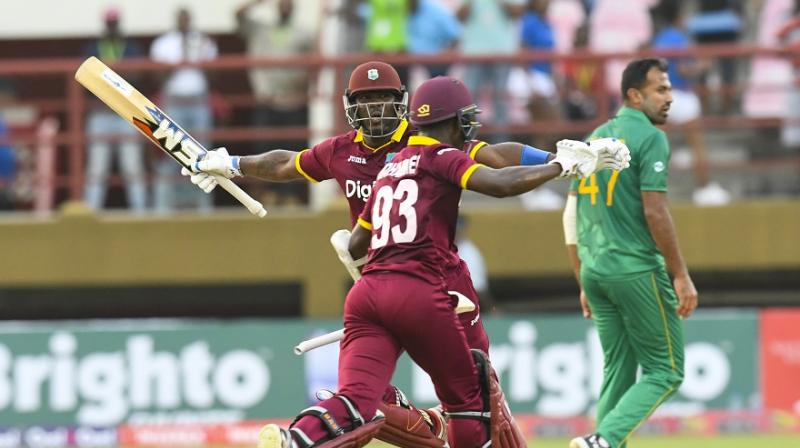 Jason Mohammed's blistering unbeaten 91 off just 58 deliveries, aided by an explosive cameo at the end from Ashley Nurse (34 off 15 balls), saw the home side successfully chasing a target of 300 or more in an ODI for the first time ever. (Photo: AFP) Jason Mohammed's blistering unbeaten 91 off just 58 deliveries, aided by an explosive cameo at the end from Ashley Nurse (34 off 15 balls), saw the home side successfully chasing a target of 300 or more in an ODI for the first time ever. (Photo: AFP)