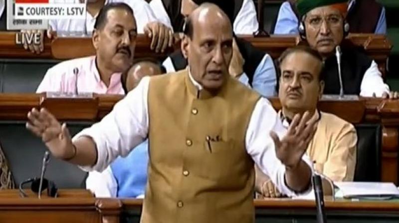 Union Home Minister Rajnath Singh said in Parliament that the government will enact a law. (LSTV GRAB via ANI) Union Home Minister Rajnath Singh said in Parliament that the government will enact a law. (LSTV GRAB via ANI)