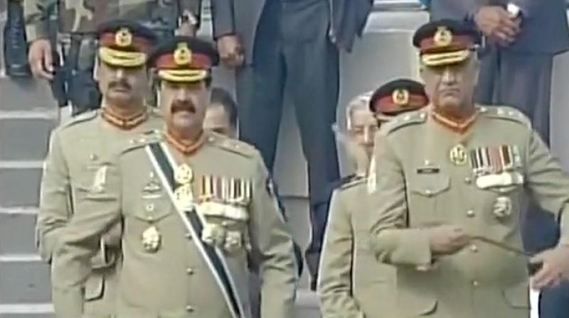 Outgoing Pak army chief Gen Raheel handed over the command of world's sixth-largest army by troop numbers to 57-year-old Bajwa at a ceremony held in the Army Hockey Stadium in Rawalpindi. (Photo: Twitter/ANI) Outgoing Pak army chief Gen Raheel handed over the command of world's sixth-largest army by troop numbers to 57-year-old Bajwa at a ceremony held in the Army Hockey Stadium in Rawalpindi. (Photo: Twitter/ANI)