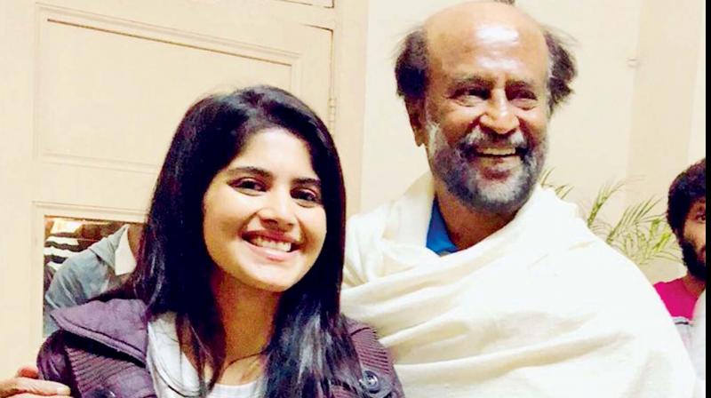 Megha Akash and Rajinikanth Megha Akash and Rajinikanth