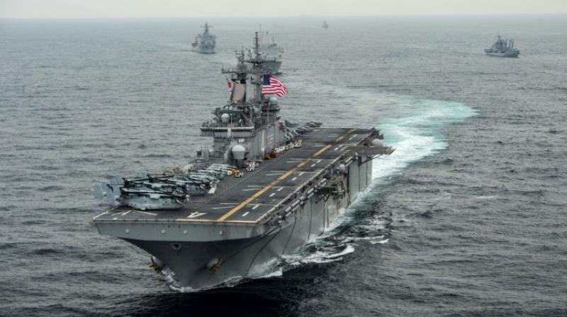 The drone was 'immediately destroyed' after it approached within 1,000 yards (914 meters) of the Boxer, Trump said. (Photo: AFP) The drone was 'immediately destroyed' after it approached within 1,000 yards (914 meters) of the Boxer, Trump said. (Photo: AFP)