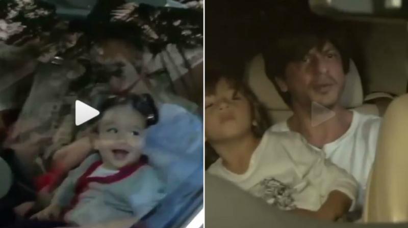 Screenshot of Kareena Kapoor Khan with Taimur Ali Khan, Shah Rukh Khan with AbRam. Screenshot of Kareena Kapoor Khan with Taimur Ali Khan, Shah Rukh Khan with AbRam.