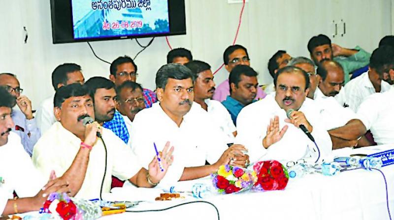 Kamalapuram MLA Ravindranath Reddy demands justice for Kadapa district in HLMC allocations during IAB meeting here on Monday. (Photo: DC) Kamalapuram MLA Ravindranath Reddy demands justice for Kadapa district in HLMC allocations during IAB meeting here on Monday. (Photo: DC)
