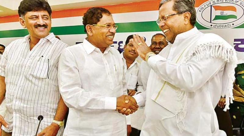 A file photo of Energy Minister D.K. Shivakumar, Home Minister Dr G. Parameshwar and CM Siddaramaiah A file photo of Energy Minister D.K. Shivakumar, Home Minister Dr G. Parameshwar and CM Siddaramaiah