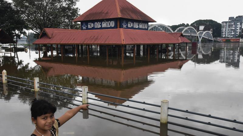 A view of the submerged Aluva Shiva Temple following heavy monsoon rains, in Kochi. (Photo: PTI) A view of the submerged Aluva Shiva Temple following heavy monsoon rains, in Kochi. (Photo: PTI)