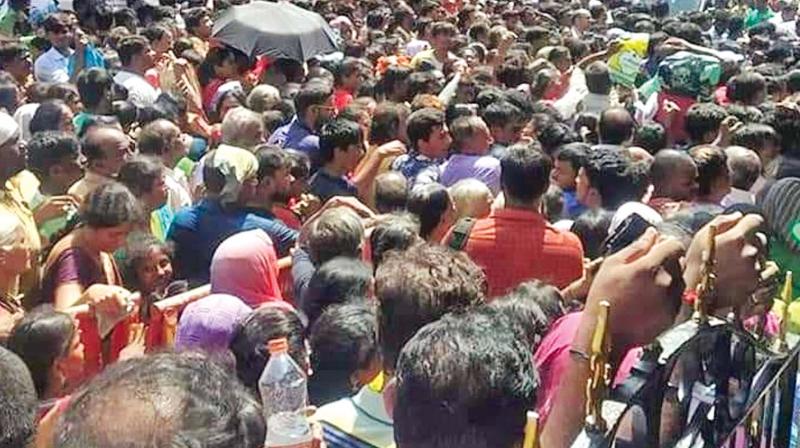 "The queue could have been ten km long and it took us five hours to complete the darshan of a few seconds", said the devotee from distant Thanjavur. "The queue could have been ten km long and it took us five hours to complete the darshan of a few seconds", said the devotee from distant Thanjavur.