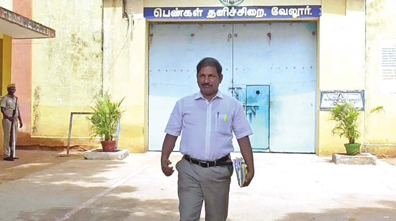 Advocate P. Pugalenthi coming out of Vellore special jail after meeting Nalini. Advocate P. Pugalenthi coming out of Vellore special jail after meeting Nalini.
