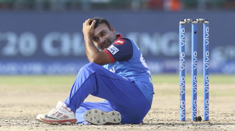 Mishra was adjudged out for obstructing the field in the final over of the innings with Delhi needing two runs off three balls. (Photo: AP) Mishra was adjudged out for obstructing the field in the final over of the innings with Delhi needing two runs off three balls. (Photo: AP)