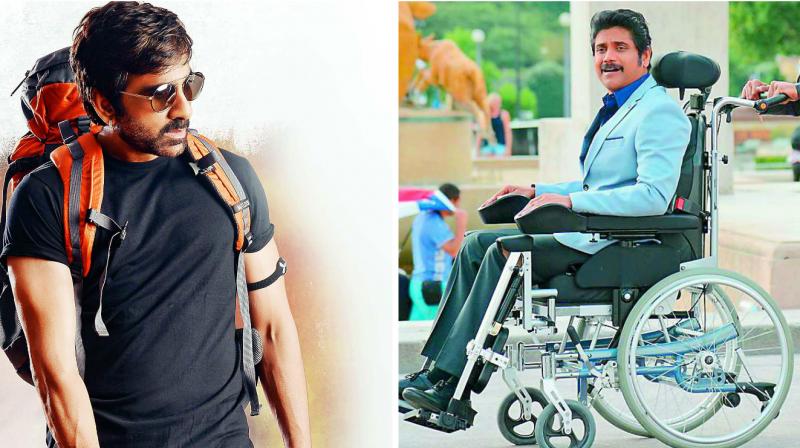 A fresh approach: Ravi Teja in a still from his film Raja The Great where he plays a visually-challenged man and A positive portrayal: Nagarjuna in a still from Oopiri A fresh approach: Ravi Teja in a still from his film Raja The Great where he plays a visually-challenged man and A positive portrayal: Nagarjuna in a still from Oopiri