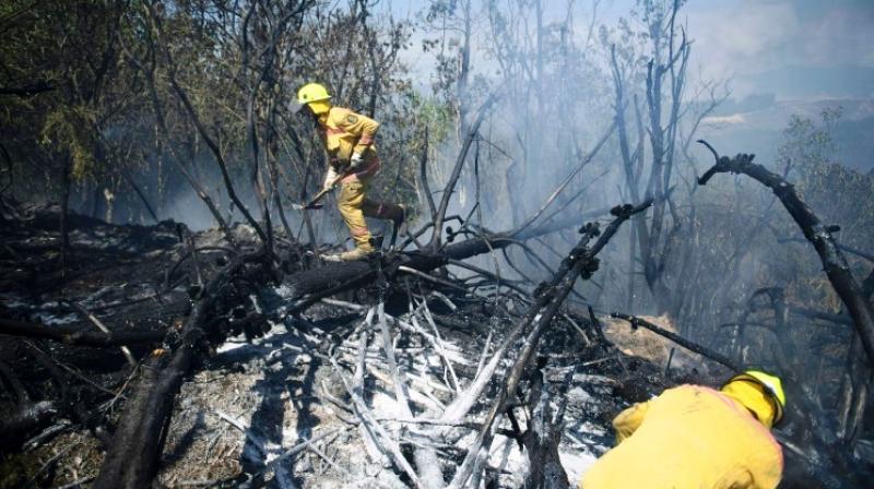 The main fire is believed to have been accidentally started by farm equipment last week amid scorching weather conditions. (Photo: AFP) The main fire is believed to have been accidentally started by farm equipment last week amid scorching weather conditions. (Photo: AFP)