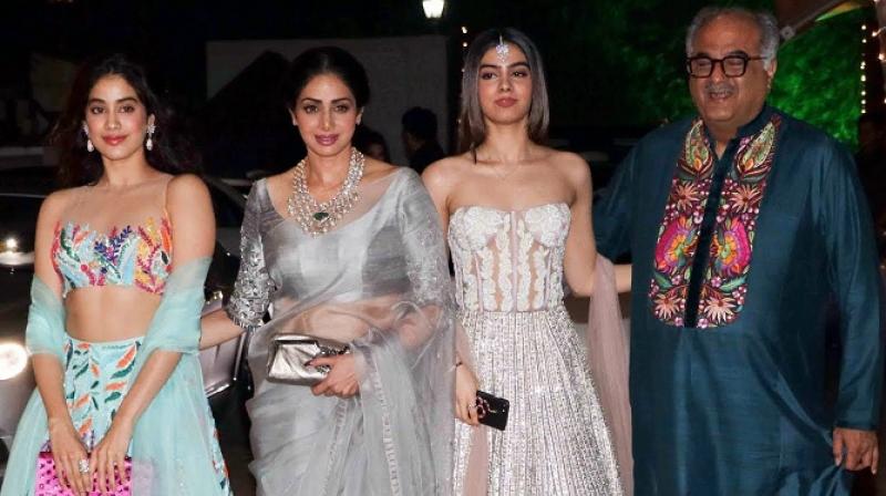 Janhvi Kapoor, Sridevi, Khushi Kapoor and Boney Kapoor. Janhvi Kapoor, Sridevi, Khushi Kapoor and Boney Kapoor.