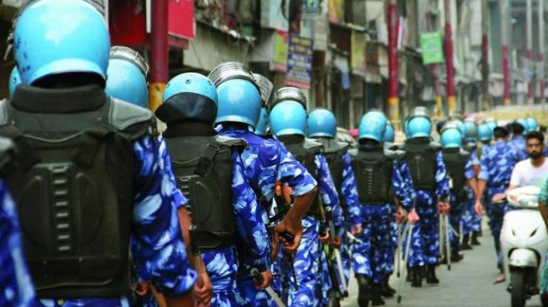 The paramilitaries walk the streets of Kashmir’s cities, while the Army patrols the periphery. (Photo: PTI) The paramilitaries walk the streets of Kashmir’s cities, while the Army patrols the periphery. (Photo: PTI)