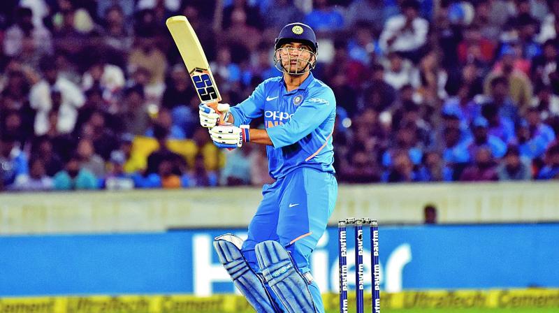 M.S. Dhoni en route to his half-century against Australia. (Photo: S. Surender Reddy) M.S. Dhoni en route to his half-century against Australia. (Photo: S. Surender Reddy)