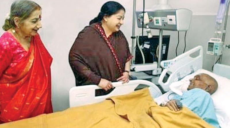 AIADMK leader J. Jayalalithaa cheers up an ailing Cho Ramaswamy at Apollo Hospitals recently. AIADMK leader J. Jayalalithaa cheers up an ailing Cho Ramaswamy at Apollo Hospitals recently.