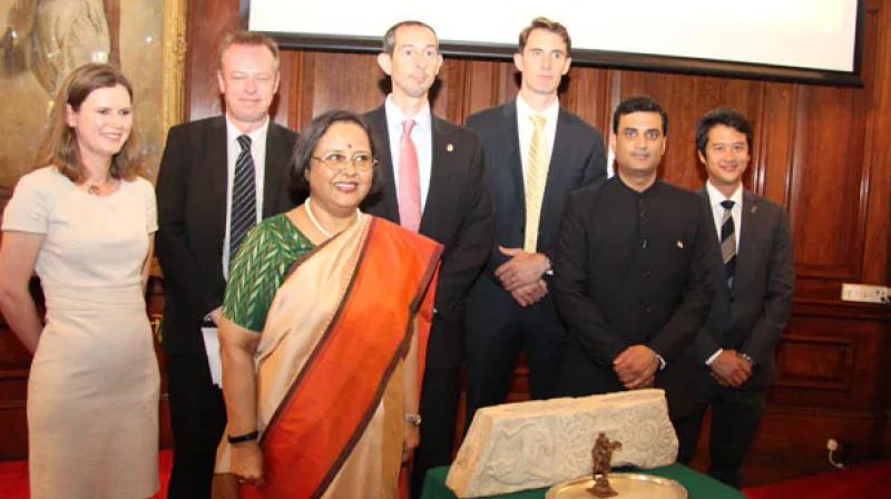 'The return of these artefacts to India is a warm and friendly gesture by the UK and US agencies, Indian High Commissioner to the UK, Ruchi Ghanashyam said'. (Photo: Twitter) 'The return of these artefacts to India is a warm and friendly gesture by the UK and US agencies, Indian High Commissioner to the UK, Ruchi Ghanashyam said'. (Photo: Twitter)