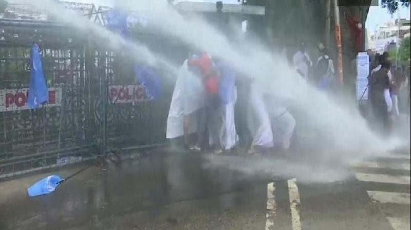On Wednesday, the students' union held a protest outside the Secretariat against the government's decision to implement the recommendations of the Khader Committee report. (Photo: ANI) On Wednesday, the students' union held a protest outside the Secretariat against the government's decision to implement the recommendations of the Khader Committee report. (Photo: ANI)