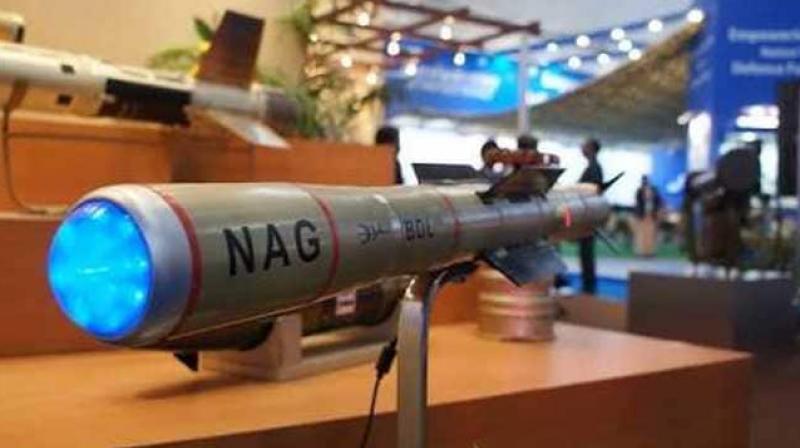Moving closer toward the induction of the Nag anti-tank guided missiles into the Army, Defence Research and Development Organisation (DRDO) on Sunday carried out three successful test firings of the missiles in the Pokhran firing ranges. (Photo: Twitter/ @prasarbharti) Moving closer toward the induction of the Nag anti-tank guided missiles into the Army, Defence Research and Development Organisation (DRDO) on Sunday carried out three successful test firings of the missiles in the Pokhran firing ranges. (Photo: Twitter/ @prasarbharti)