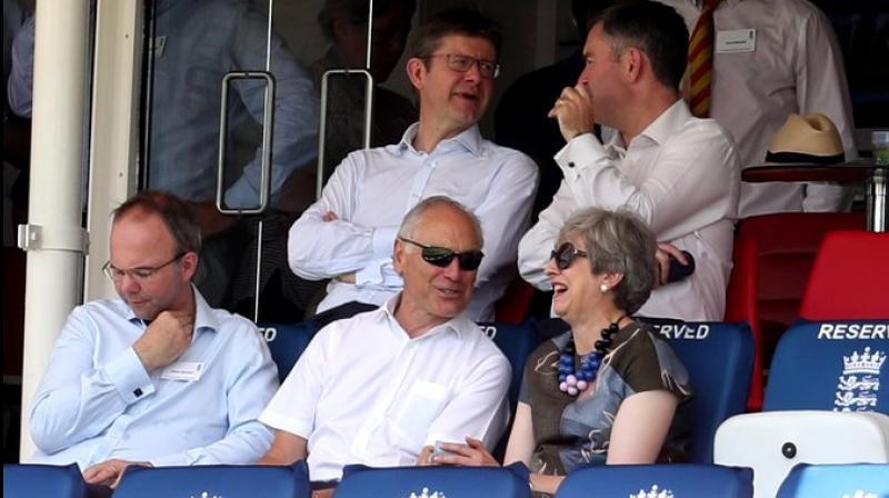 Former British prime minister Theresa May skipped seeing her successor fire up Conservative MPs on Thursday and instead spent her first day out of office enjoying one of her favourite pastimes – cricket. (Photo: Twitter) Former British prime minister Theresa May skipped seeing her successor fire up Conservative MPs on Thursday and instead spent her first day out of office enjoying one of her favourite pastimes – cricket. (Photo: Twitter)