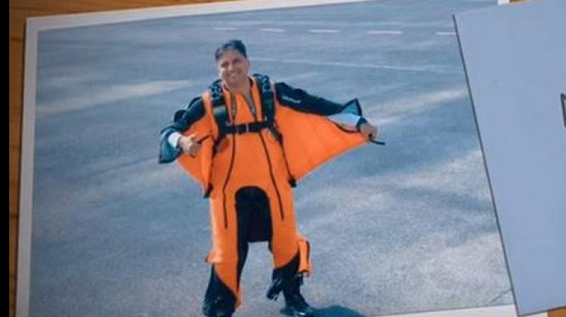 Wing commander Tarun Chaudhri became the first pilot of Indian Armed Forces (IAF ) to do a wingsuit jump. (Photo: ANI) Wing commander Tarun Chaudhri became the first pilot of Indian Armed Forces (IAF ) to do a wingsuit jump. (Photo: ANI)