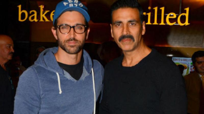 Hrithik Roshan and Akshay Kumar. Hrithik Roshan and Akshay Kumar.