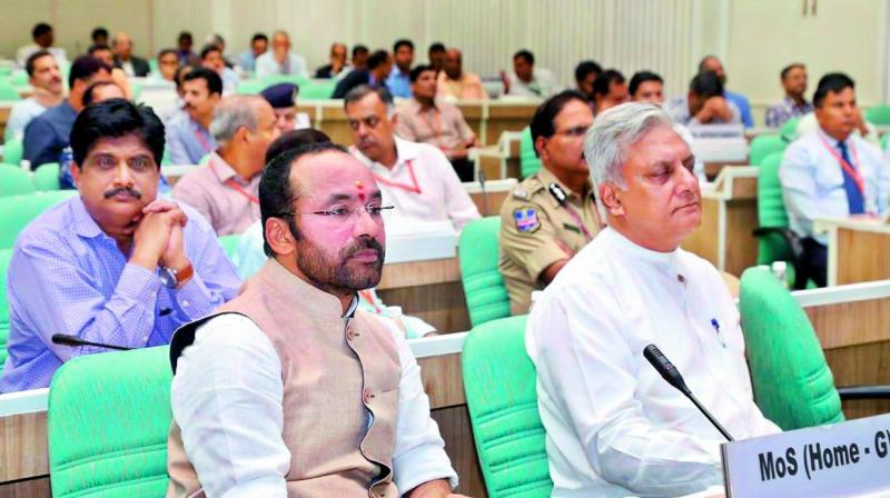 Minister of state for home affairs G. Kishan Reddy (left) at the the concluding session of the conference on national strategies in New Delhi on Friday. Minister of state for home affairs G. Kishan Reddy (left) at the the concluding session of the conference on national strategies in New Delhi on Friday.