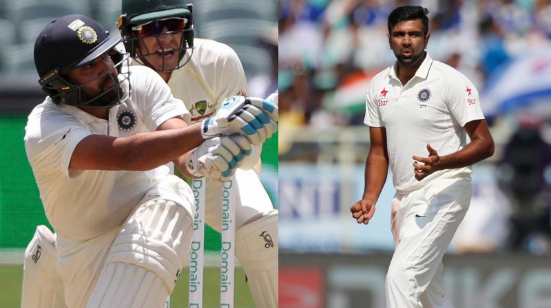 While R Ashwin suffered an abdominal strain and Rohit Sharma hurt his back during the first Test which India won by 31 runs in Adelaide. (Photo: AP) While R Ashwin suffered an abdominal strain and Rohit Sharma hurt his back during the first Test which India won by 31 runs in Adelaide. (Photo: AP)